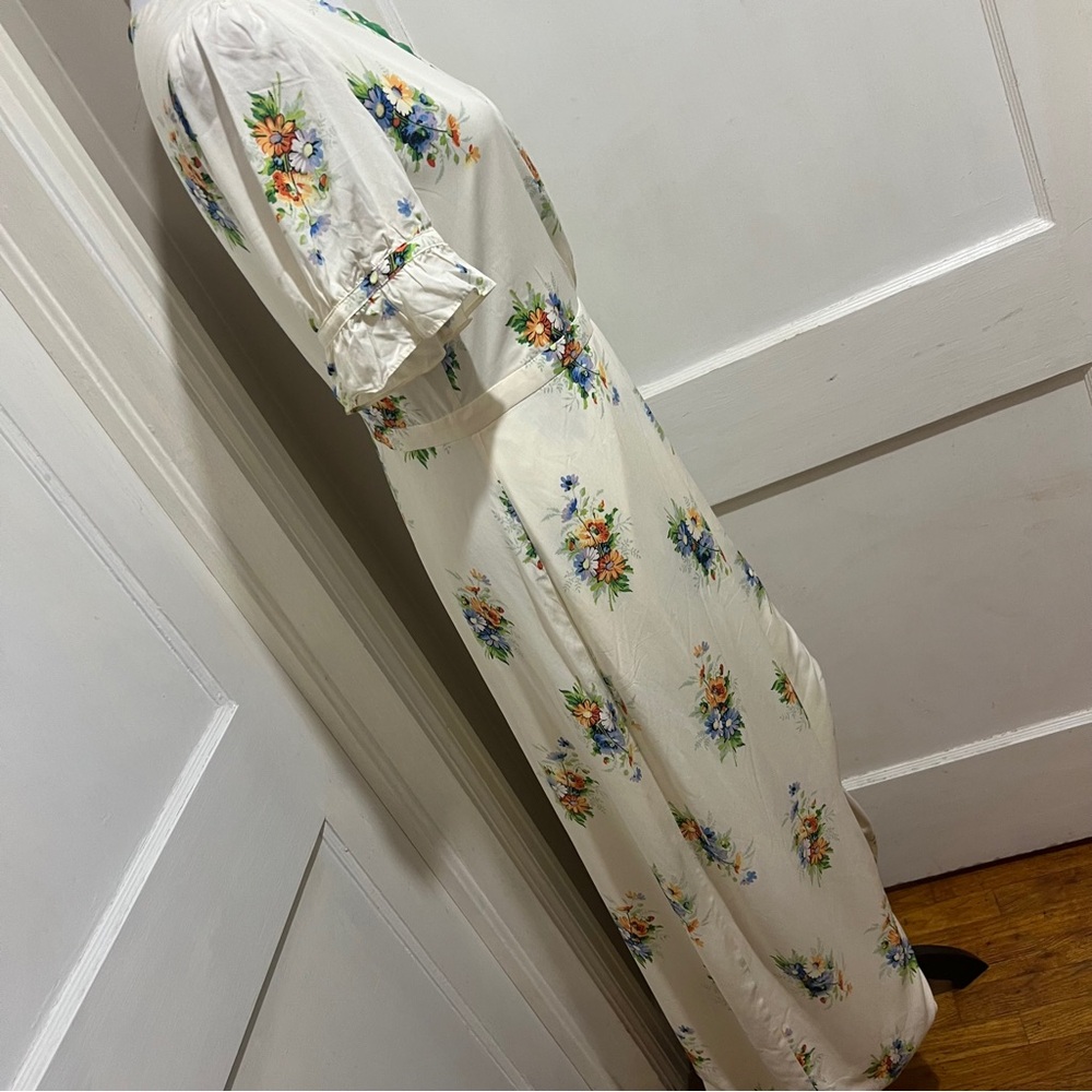 Madewell Cream Floral Maxi Dress with Blue & Orange Bouquet Print - Picture 6 of 16